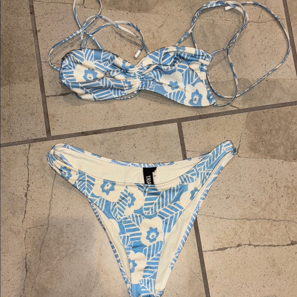 Triangl Swimwear Blue and White Bikini Set